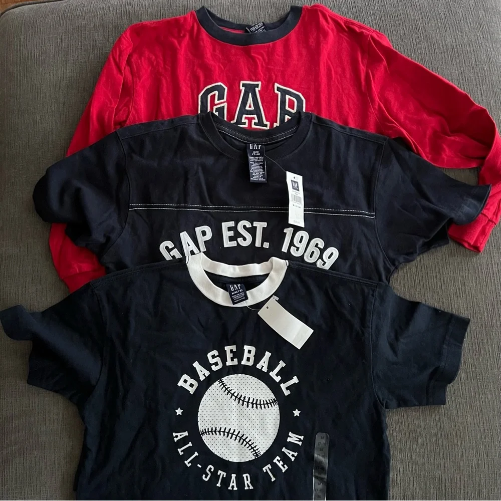 3 Boys GAP KIDS 100% Cotton Shirts 2 NWT Size Medium 7-8